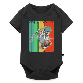 Vintage Skater King.Hipster Skeleton.Skateboarding - Body à manches courtes Premium Bébé - noir - Devant