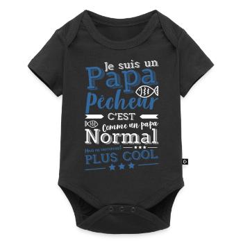 Papa pêche t-shirt humour pêche - Body à manches courtes Premium Bébé - noir - Devant