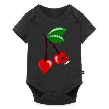 crâne de coeur de cerise - Body à manches courtes Premium Bébé - noir - Devant