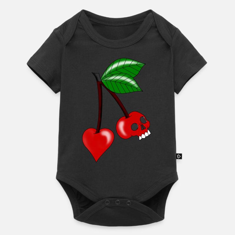 cherry heart skull - Baby Premium short-sleeve bodysuit - black