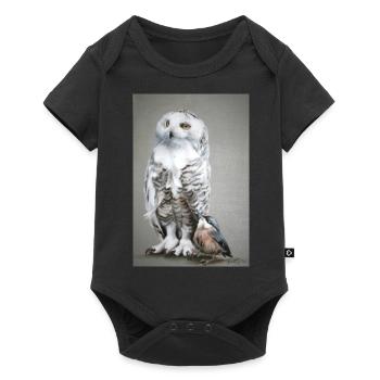 Eule - Baby Premium Kurzarmbody - Schwarz - Vorne