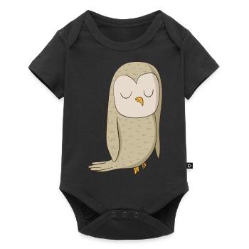 Eagle owl comic bird - Baby Premium short-sleeve bodysuit - black - Front