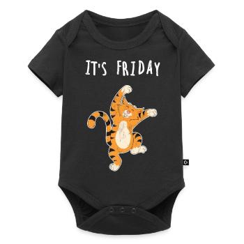 Freitag Katze Wochenende - Baby Premium Kurzarmbody - Schwarz - Vorne