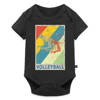 Retro Vintage Style Beach Volleyball Player - Baby Premium short-sleeve bodysuit - black - Front