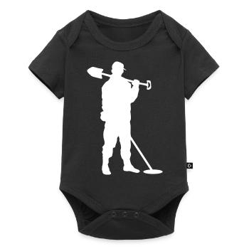 Sondengänger beim Sondeln mit dem Metalldetektor - Baby Premium Kurzarmbody - Schwarz - Vorne