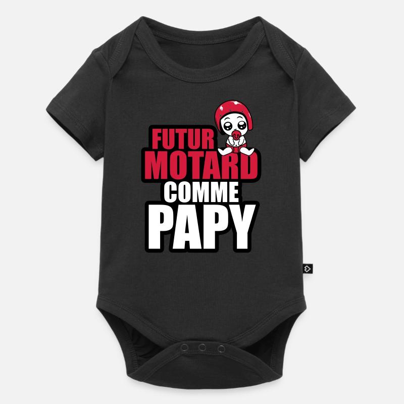 futur motard comme papy - Body à manches courtes Premium Bébé - noir