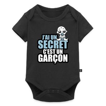 j'ai un secret c'est un garçon - Body à manches courtes Premium Bébé - noir - Devant