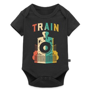 train - Body à manches courtes Premium Bébé - noir - Devant