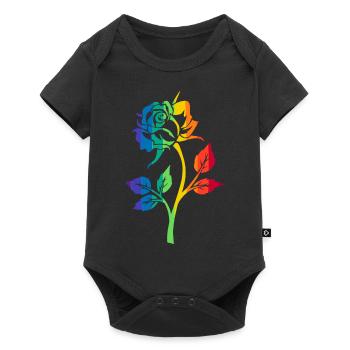 RAINBOW ROSE - Baby Premium short-sleeve bodysuit - black - Front