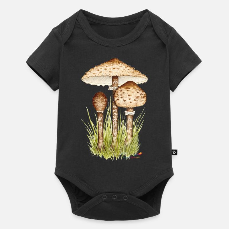Parasolpilz oder Riesenschirmling - Baby Premium Kurzarmbody - Schwarz