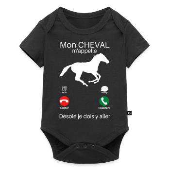 Mon cheval m'appelle désolé cadeau humoristique - Body à manches courtes Premium Bébé - noir - Devant