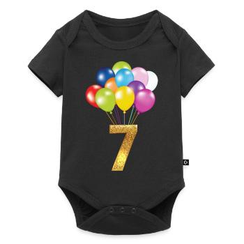 7 children birthday happy birthday - Baby Premium short-sleeve bodysuit - black - Front
