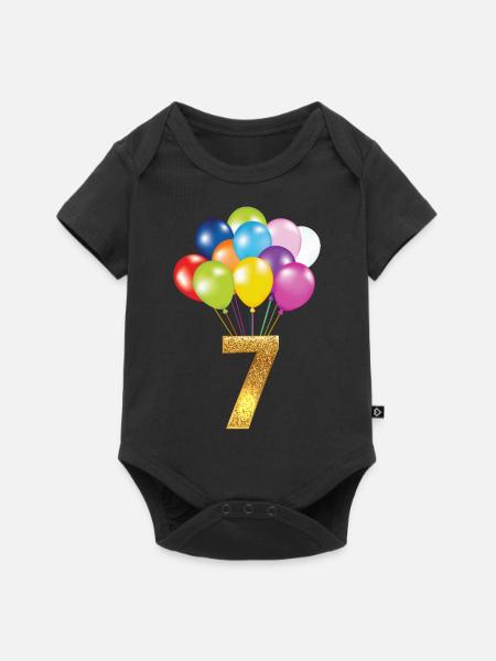 7 barn födelsedag grattis på födelsedagen - Baby Premium kortärmad bodysuit - svart