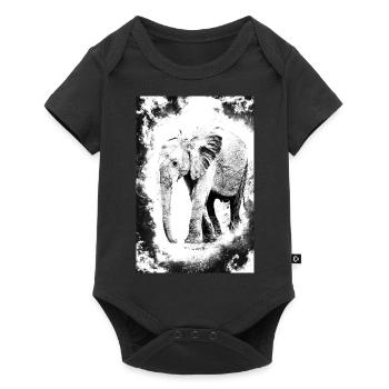 éléphant en noir et blanc - Body à manches courtes Premium Bébé - noir - Devant