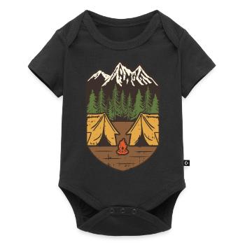 Berg Camp Badge – Mountain Adventure - Baby Premium Kurzarmbody - Schwarz - Vorne