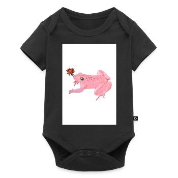 Pink frog with flower - Baby Premium short-sleeve bodysuit - black - Front