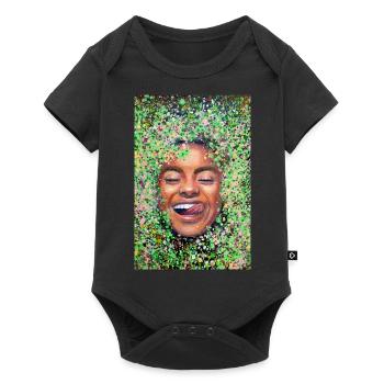 Happy face woman with tongue - Baby Premium short-sleeve bodysuit - black - Front
