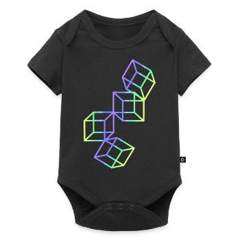 3D Würfel - Baby Premium Kurzarmbody - Schwarz - Vorne
