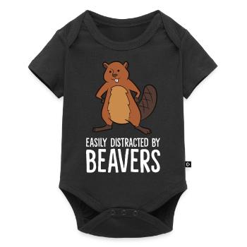 Beaver - Easily distracted by beavers - Baby Premium short-sleeve bodysuit - black - Front