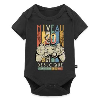 Gamer Niveau 20 Débloqué - Body à manches courtes Premium Bébé - noir - Devant