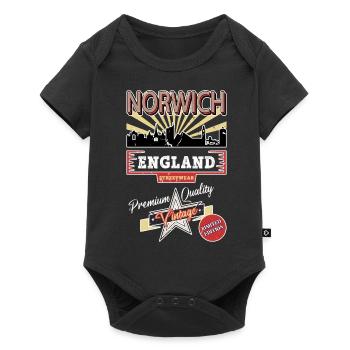 Norwich England UK City Skyline Vintage Retro - Baby Premium short-sleeve bodysuit - black - Front