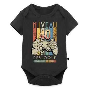 Gamer Niveau 40 Débloqué - Body à manches courtes Premium Bébé - noir - Devant