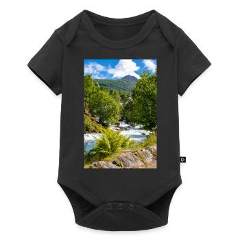 Geiranger panorama Storseterfossen Norway - Baby Premium short-sleeve bodysuit - black - Front