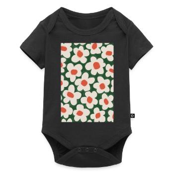 Fleurs beiges mignonnes - Body à manches courtes Premium Bébé - noir - Devant