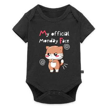 My Official Monday Face. Angry cat. Black Version. - Baby Premium short-sleeve bodysuit - black - Front
