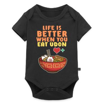 La vie est meilleure quand vous mangez des nouilles udon Pu - Body à manches courtes Premium Bébé - noir - Devant