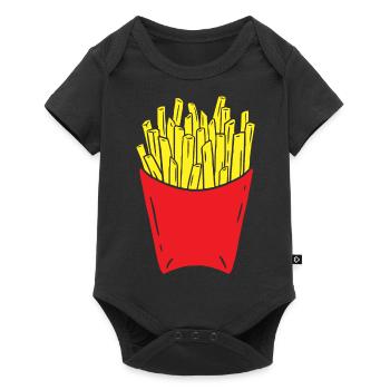 Pommes Frites Pommes Geschenk Pommes Fritten Spruc - Baby Premium Kurzarmbody - Schwarz - Vorne
