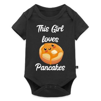 Pancake Pfannenkuchen Süßes Frühstück Essen - Baby Premium Kurzarmbody - Schwarz - Vorne