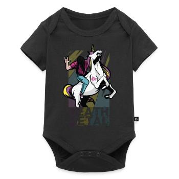 Death Metal Einhorn Musik Metal Head Rocker Heavy - Baby Premium Kurzarmbody - Schwarz - Vorne