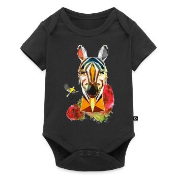 Zebra Bird Illustration - Baby Premium Kurzarmbody - Schwarz - Vorne