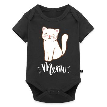 Chat souriant mignon Kawaii disant miaulement - Body à manches courtes Premium Bébé - noir - Devant