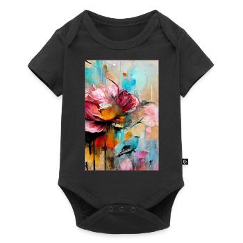 Foral Abstract Rose Blooms Abstrakt - Baby Premium Kurzarmbody - Schwarz - Vorne