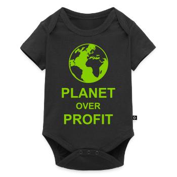 planet over profit Zitat - Baby Premium Kurzarmbody - Schwarz - Vorne