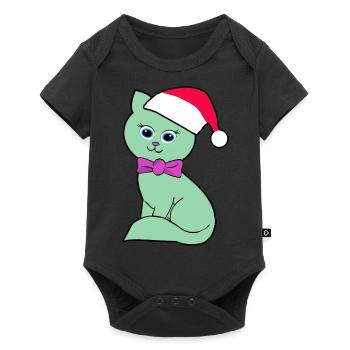 Chat Noël - Body à manches courtes Premium Bébé - noir - Devant