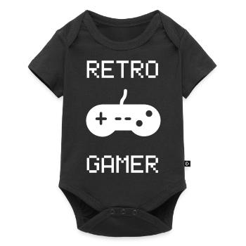 Retro Gamer Gaming Gamen Videospiel Controller - Baby Premium Kurzarmbody - Schwarz - Vorne