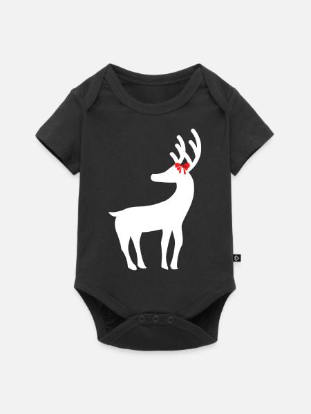 Rentier mit Schleife - Baby Premium Kurzarmbody - Schwarz