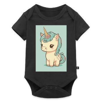 Bébé licorne - Body à manches courtes Premium Bébé - noir - Devant