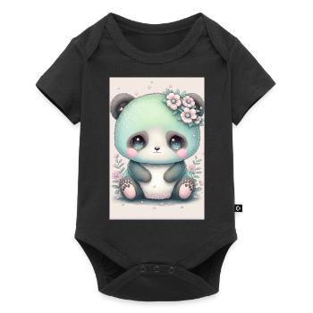 Bébé panda princesse - Body à manches courtes Premium Bébé - noir - Devant