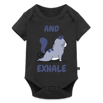 T-shirt Inspirez Exhale avec motif chat - Body à manches courtes Premium Bébé - noir - Devant