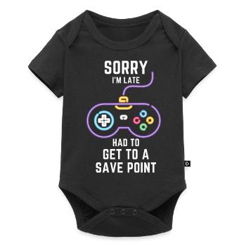 SORRY, I'M LATE! HAD TO GET TO A SAVE POINT - Baby Premium Kurzarmbody - Schwarz - Vorne