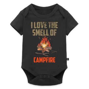 Camping Ich liebe den Geruch von Lagerfeuer Naturliebhaber - Baby Premium Kurzarmbody - Schwarz - Vorne