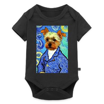 Yorkshire Terrier Van Gogh Stil | Terrier Liebhaber - Baby Premium Kurzarmbody - Schwarz - Vorne