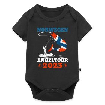 Norwegen Angeltour 2023 Heilbutt - Baby Premium Kurzarmbody - Schwarz - Vorne