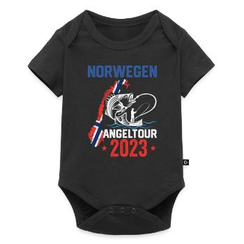 Norwegen Angeltour 2023 Hochseeangeln - Baby Premium Kurzarmbody - Schwarz - Vorne