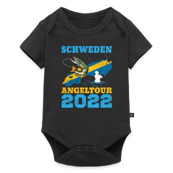 Schweden Angeltour 2023 Angeln - Baby Premium Kurzarmbody - Schwarz - Vorne