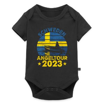 Schweden Angeltour 2023 Hecht - Baby Premium Kurzarmbody - Schwarz - Vorne